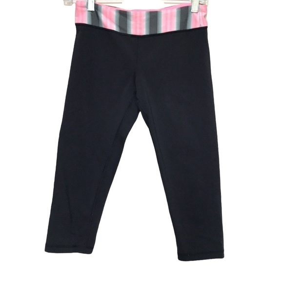 IVIVVA lululemon black pink band cropped leggings - Picture 1 of 7